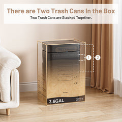 PrettyCare 2 Packs 3.6 Gal Automatic Bathroom Trash Cans with Lid Touchless Small Bedroom Plastic Garbage Can Black GC01