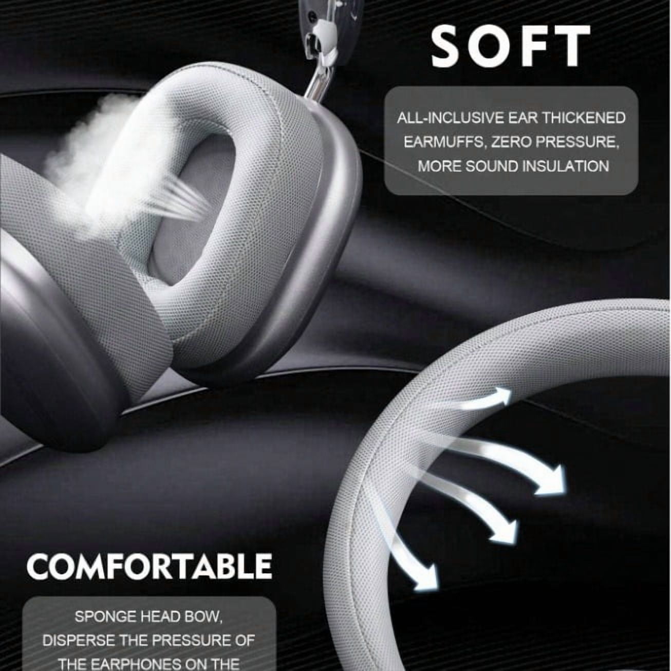 Wireless Bluetooth Headphones 5.1,40 Hrs Playtime Wireless Over-Ear Headphones,4 Mics ENC Noise Cancelling for Clear Calls, Lightweight Headset with Deep Bass Comfort fit for Travel Work