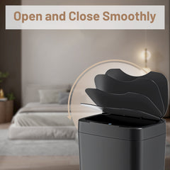 PrettyCare 2 Packs 3.6 Gal Automatic Bathroom Trash Cans with Lid Touchless Small Bedroom Plastic Garbage Can Black GC01