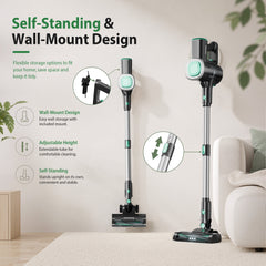 Prettycare Cordless Vacuum Cleaner,30Kpa 40min 6-in-1 Upright Stick Vacuum Cleaner for Pet Hair Carpets Floors with LED light