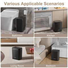 PrettyCare 2 Packs 3.6 Gal Automatic Bathroom Trash Cans with Lid Touchless Small Bedroom Plastic Garbage Can Black GC01