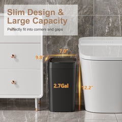 PrettyCare 2 Packs 3.6 Gal Automatic Bathroom Trash Cans with Lid Touchless Small Bedroom Plastic Garbage Can Black GC01