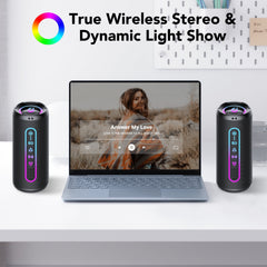 Portable Bluetooth Speaker, 30W Loud Sound, Deep Bass, Bluetooth 5.4, LED Lights, IPX7 Waterproof, Wireless Stereo Pairing, 30H Playtime, for Home/Outdoor/Party/Beach, Birthday Gift (Black)